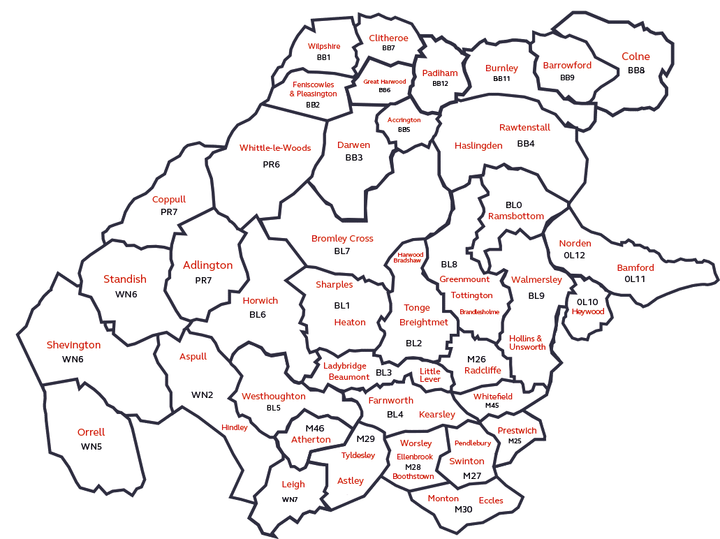 Areas we cover map